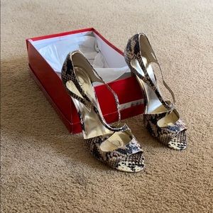 Faux snake skin heels